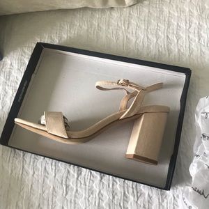 Nude Suede Block Heels